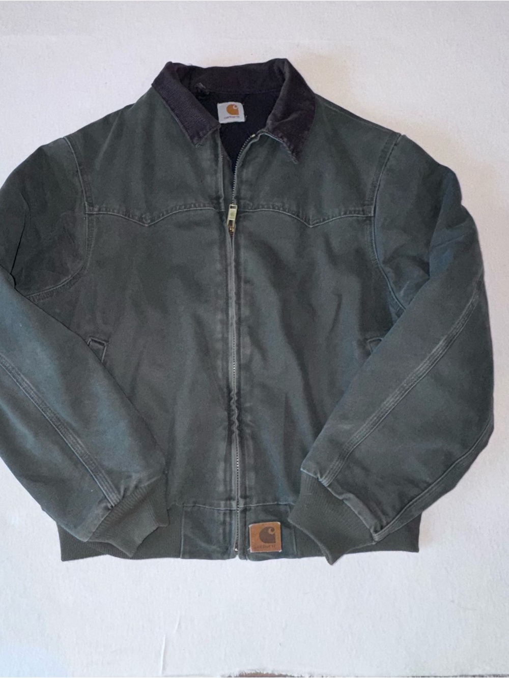 Carhartt Olive Vintage Sante Fe Canvas Jacket Corduroy Collar Streetwear Grunge